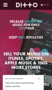 How dittomusic.com looks like on a mobile device such as an iPhone.