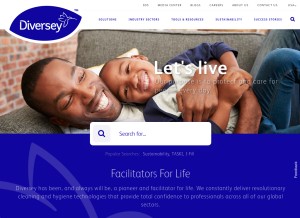 How diversey.com looks like on a tablet such as an iPad.
