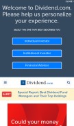 How dividend.com looks like on a mobile device such as an iPhone.