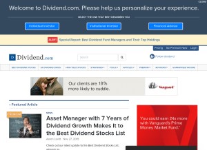 How dividend.com looks like on a tablet such as an iPad.