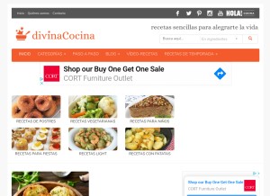 How divinacocina.es looks like on a tablet such as an iPad.
