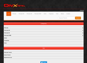 How divxtotal.com looks like on a tablet such as an iPad.