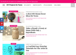 How diyprojectsforteens.com looks like on a tablet such as an iPad.