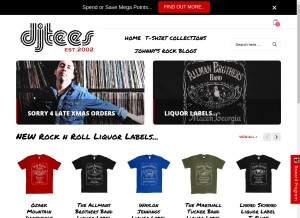 How djtees.com looks like on a tablet such as an iPad.