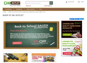 How dkoutlet.com looks like on a tablet such as an iPad.