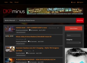 How dkpminus.com looks like on a tablet such as an iPad.