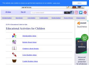 How dltk-teach.com looks like on a tablet such as an iPad.