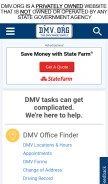How dmv.org looks like on a mobile device such as an iPhone.