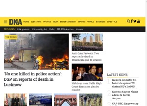 How dnaindia.com looks like on a tablet such as an iPad.