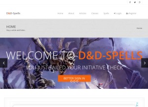 How dnd-spells.com looks like on a tablet such as an iPad.