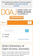 How doaj.org looks like on a mobile device such as an iPhone.