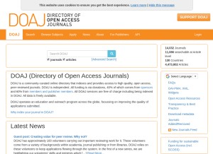 How doaj.org looks like on a tablet such as an iPad.