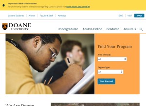 How doane.edu looks like on a tablet such as an iPad.
