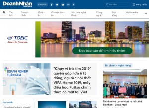 How doanhnhansaigon.vn looks like on a tablet such as an iPad.