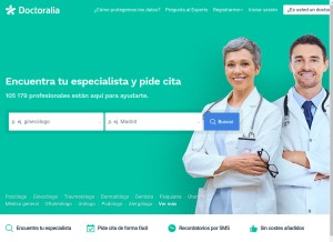 How doctoralia.es looks like on a tablet such as an iPad.