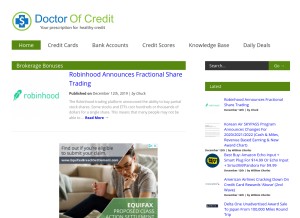 How doctorofcredit.com looks like on a tablet such as an iPad.