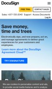 How docusign.com looks like on a mobile device such as an iPhone.