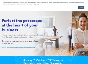 How docuware.com looks like on a tablet such as an iPad.