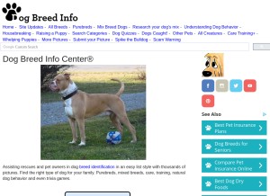 How dogbreedinfo.com looks like on a tablet such as an iPad.