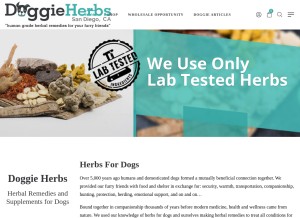 How doggieherbs.com looks like on a tablet such as an iPad.