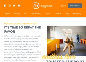 How dogtopia.com looks like on a tablet such as an iPad.