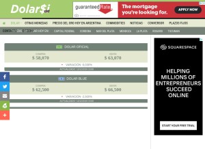 How dolarsi.com looks like on a tablet such as an iPad.