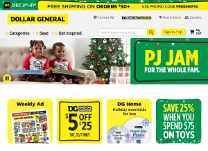 How dollargeneral.com looks like on a tablet such as an iPad.