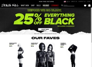 How dollskill.com looks like on a tablet such as an iPad.