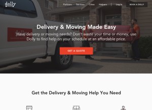 How dolly.com looks like on a tablet such as an iPad.