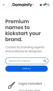 How domainify.com looks like on a mobile device such as an iPhone.