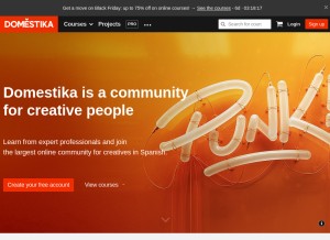 How domestika.org looks like on a tablet such as an iPad.