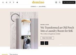 How domino.com looks like on a tablet such as an iPad.