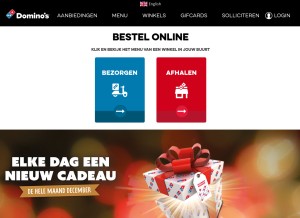 How dominos.nl looks like on a tablet such as an iPad.