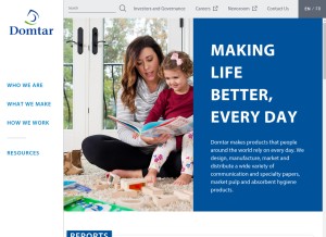 How domtar.com looks like on a tablet such as an iPad.