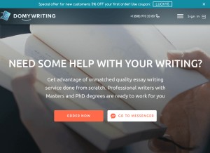How domywriting.com looks like on a tablet such as an iPad.