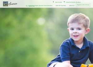 How donatelife.net looks like on a tablet such as an iPad.