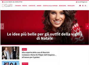 How donnaglamour.it looks like on a tablet such as an iPad.