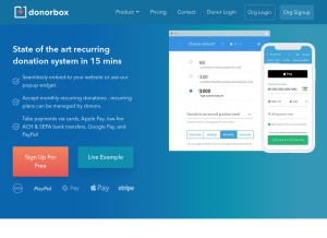 How donorbox.org looks like on a tablet such as an iPad.