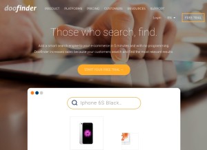 How doofinder.com looks like on a tablet such as an iPad.