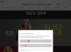How dorothyperkins.com looks like on a tablet such as an iPad.