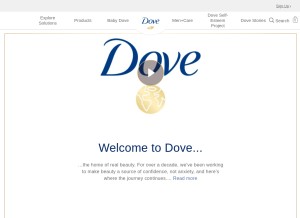 How dove.com looks like on a tablet such as an iPad.