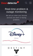 How downdetector.com looks like on a mobile device such as an iPhone.