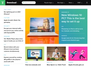 How download.com looks like on a tablet such as an iPad.