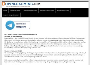 How downloadming3.com looks like on a tablet such as an iPad.