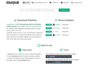 How downsub.com looks like on a tablet such as an iPad.