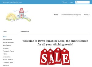 How downsunshinelane.com looks like on a tablet such as an iPad.