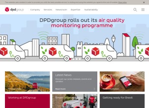 How dpd.com looks like on a tablet such as an iPad.