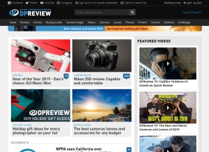 How dpreview.com looks like on a tablet such as an iPad.