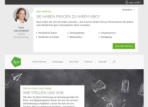 How dpv.de looks like on a tablet such as an iPad.