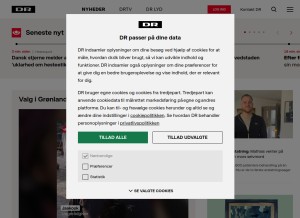 How dr.dk looks like on a tablet such as an iPad.